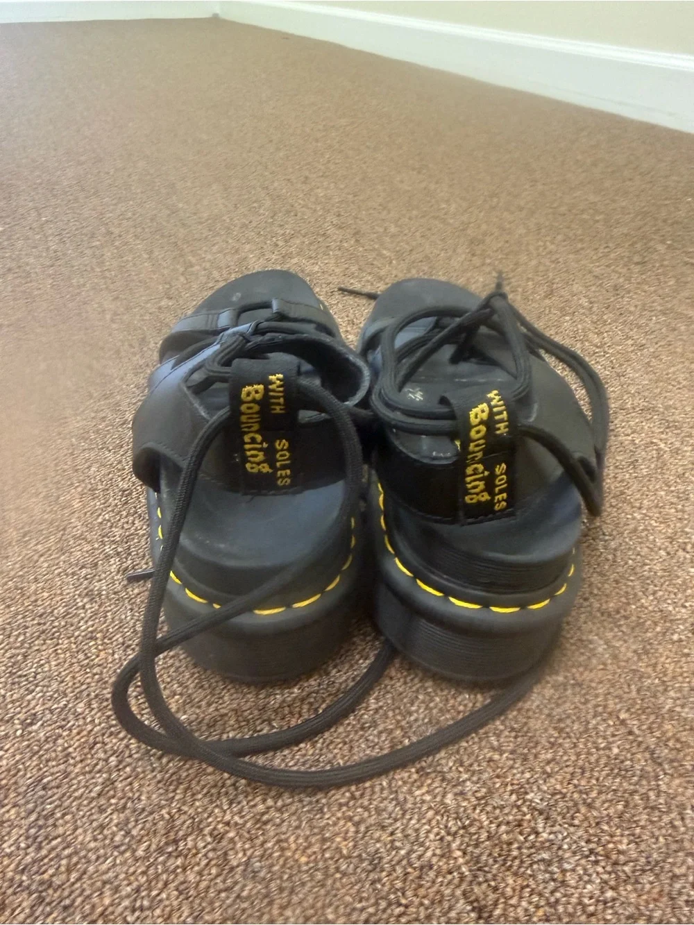 Dr. Martens Black Leather Lace-Up Platform Sandals